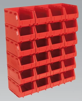 image of Sealey TPS324R Plastic Storage Bin 150 x 240 x 130mm - Red Pack of 24