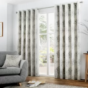 image of Curtina Elmwood Silver Eyelet Curtains Silver