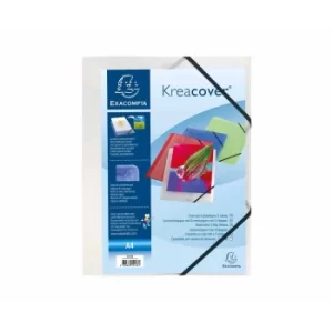 image of Kreacover PP Elasticated 3 Flap Folder A4, Frosted, 5 Packs of 5