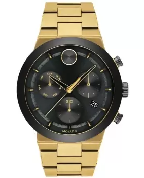 Image of Movado Bold Fusion Black Dial Gold Steel Mens Watch 3600731 3600731