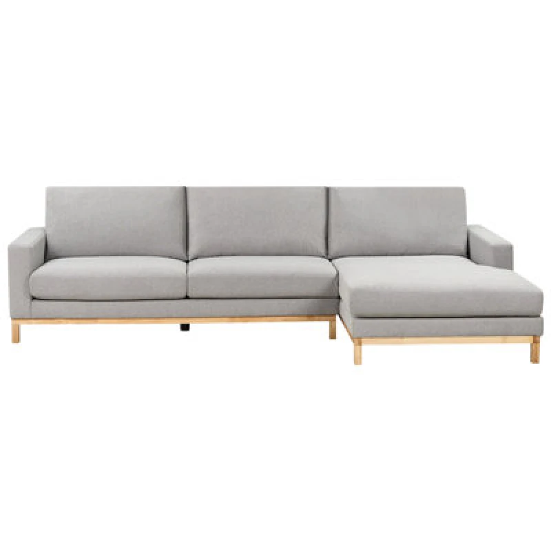Image of Beliani Corner Sofa 4 Seater Siggard Fabric Grey Left Hand