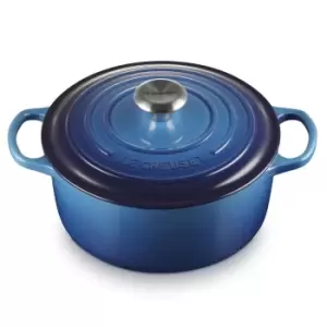 Le Creuset 24cm Cast Iron Round Casserole Azure Blue