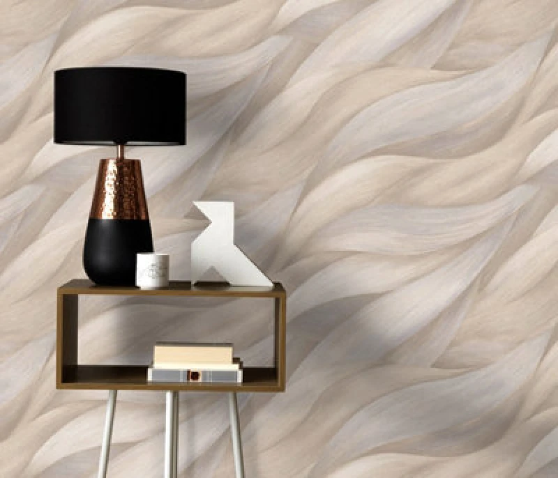 Image of Erismann Waves Wallpaper Stormy Embossed Beige