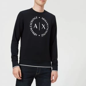 Image of Armani Exchange Logo Crew Sweatshirt Black Size XL Men