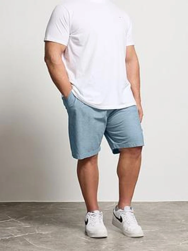 Image of BadRhino Mens Elasticated Waist Cotton Shorts in Light Blue Size: XL Light Blue Male XL