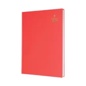 Image of Collins A4 Desk Diary Week To View Red 2024 40-15.24