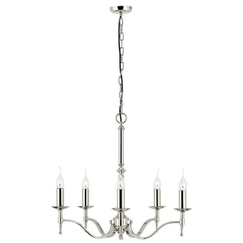 Image of Interiors 1900 Lighting - Interiors - 5 Light Multi Arm Ceiling Pendant Chandelier Polished Nickel, E14