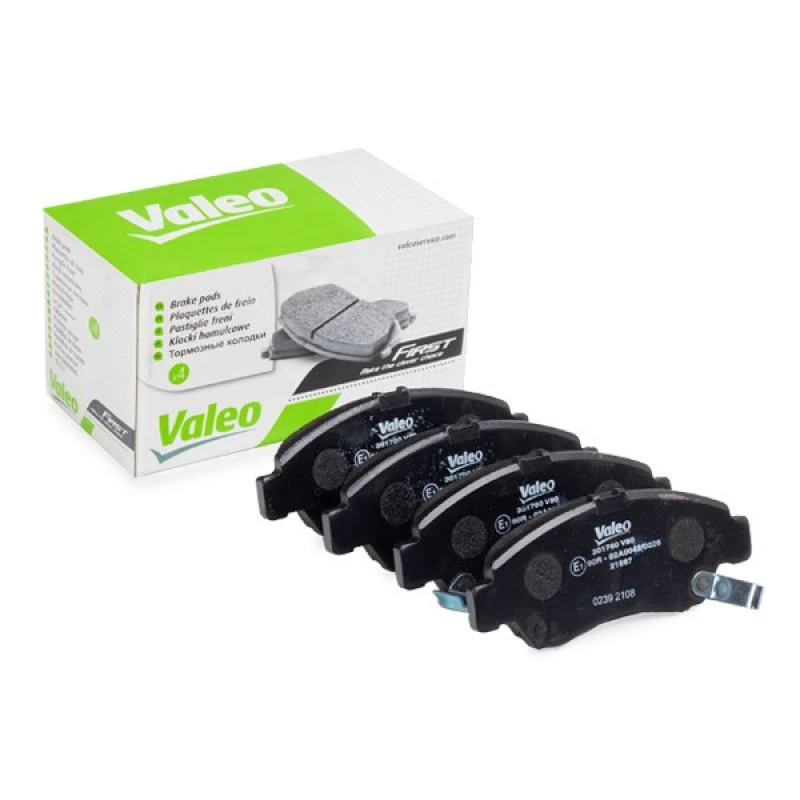 Image of VALEO 301760 Brake pad set Front Axle, with acoustic wear warning, FIRST, without anti-squeak plate Brake Pad Set,disc brake (402)