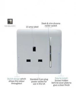 Image of Trendiswitch 1 Gang 13Amp Switched Socket Std Silver