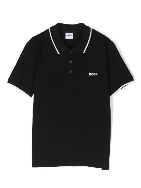 Image of Boss Black Junior Polo Shirt In Cotton Pique Black Boys 12Y 190877UK
