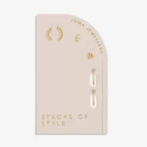 Image of Stacks Of Style Cz Gold Set Of Earrings 6330