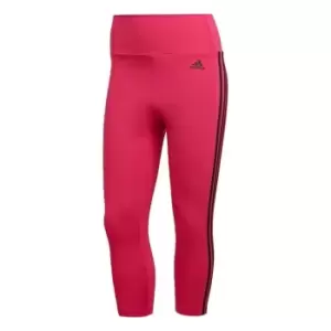 Image of adidas Designed to Move High-Rise 3-Stripes three quarterSport Leg - Team Real Magenta