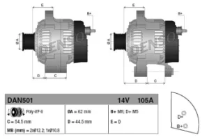 Image of Denso DAN501 Alternator 14 V 105 A