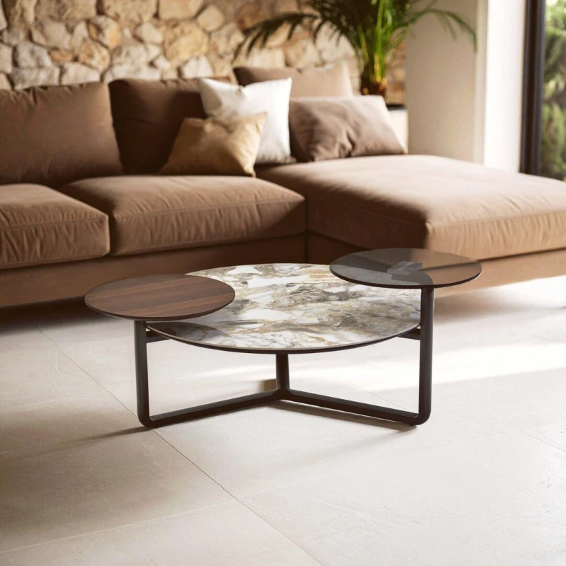 Image of Fifty Five South Imperia Green/Grey Round Ceramic Coffee Table Coffee Tables One Size Grey 73509402000