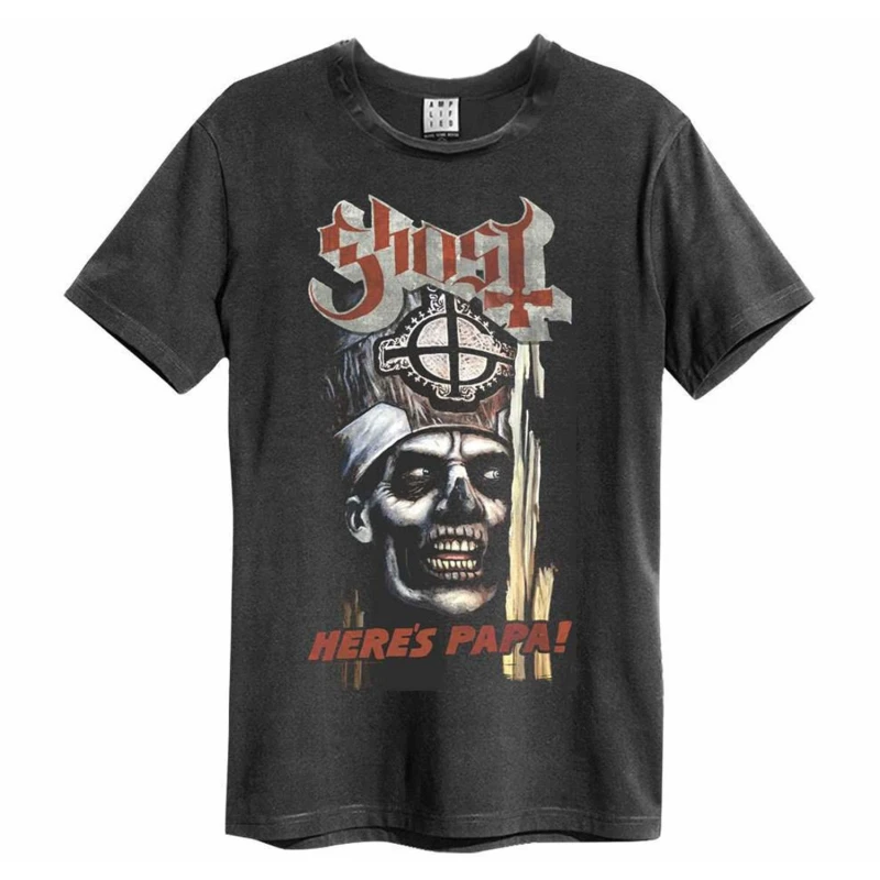 Image of Amplified Amplified Men Here's Papa Ghost T-Shirt in Charcoal Size: X-Small Charcoal XS Male 5059699800373