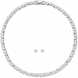 image of Swarovski Tennis Rhodium Plated |Necklace And Earring Set Jewellery