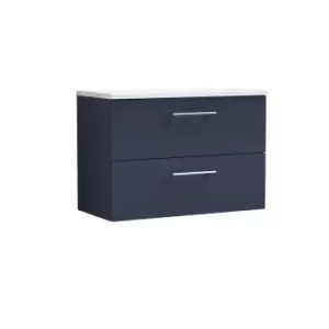 image of Nuie Arno 800mm Wall Hung 2 Drawer Vanity & Sparkling White Laminate Top Electric Blue