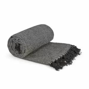 Image of Emma Barclay Herringbone Throw 90 x 100" Black