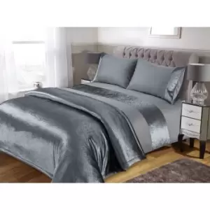 image of Isabella Rose Sparkle Velvet Duvet Set -Silver - Bedspread TJ Hughes