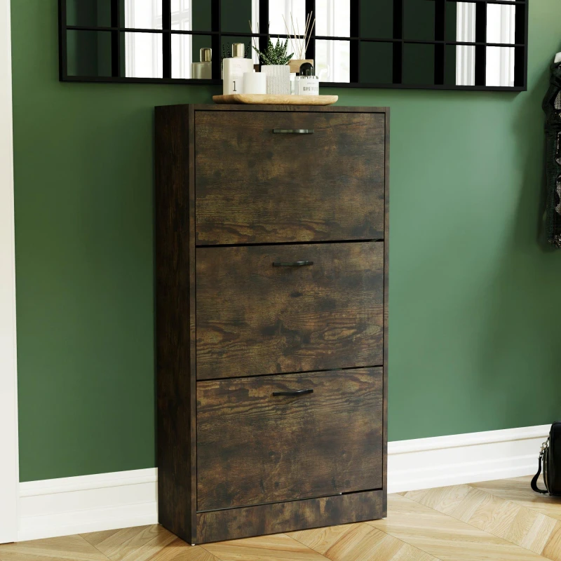 Image of Lassic Vida Designs 3 Drawer Shoe Cabinet Dark Wood unisex 3 Drawer