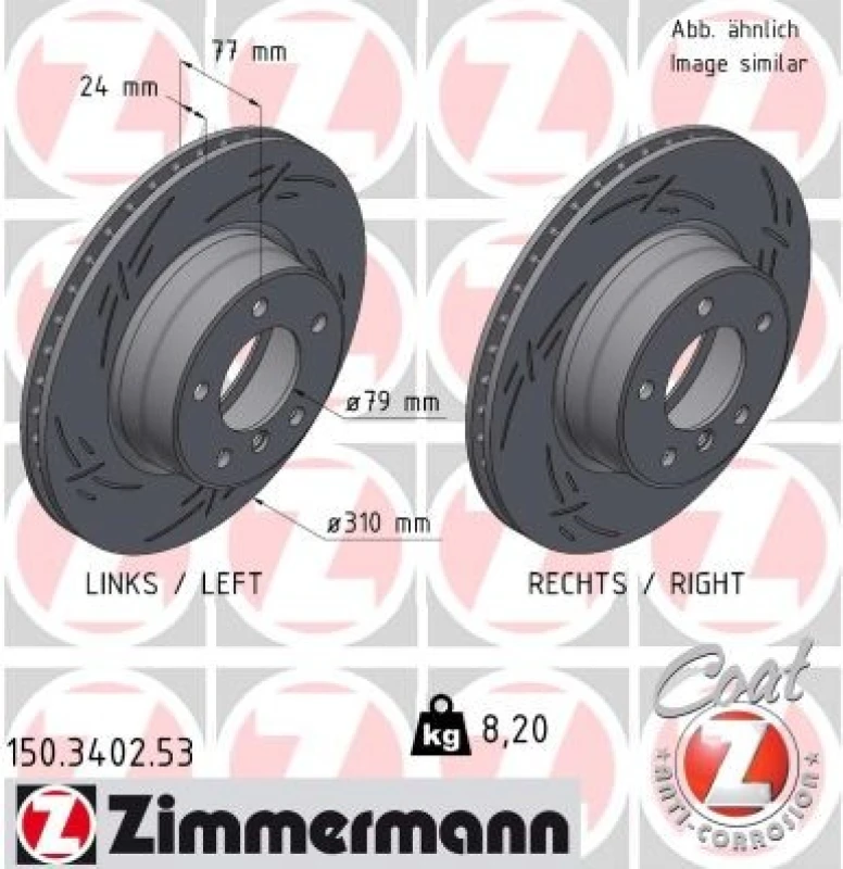 Image of ZIMMERMANN Brake disc ZIMMERMANN 150.3402.53