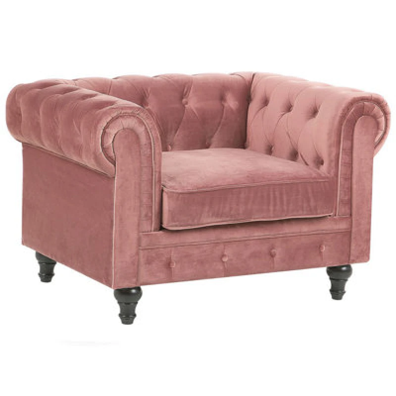 Image of Beliani Velvet Armchair Pink Chesterfield