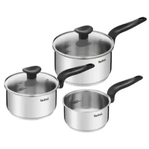 image of Tefal Primary 3 Piece Saucepan Set Stainless Steel