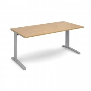 image of TR10 Straight Desk 1600mm x 800mm - Silver Frame Oak Top