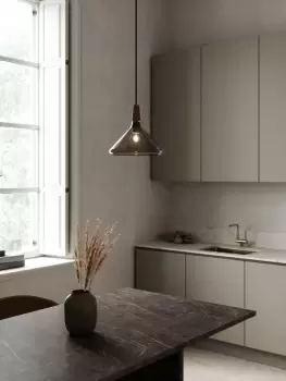 Image of DFTP Nori 27 Indoor Living Dining Metal Pendant Ceiling Light in Smoked (Diam) 27cm