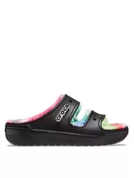 Image of Crocs Crocs Classic Cozzy Lined Flat Sandal, Black, Size 4, Women