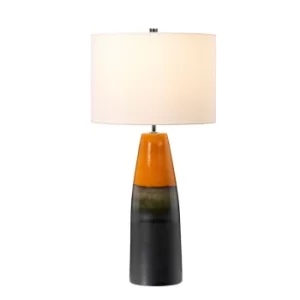 Image of Burnt Oak Table Lamp with Cylindrical Shade