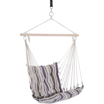 Image of Hammock Rope Cushioned Swing Seat Wooden Cotton Cloth (Brown) - Outsunny