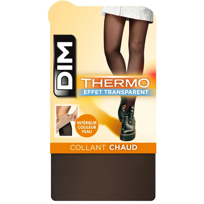Image of Dim Warm and Transparent Tights For Her DIM Thermo Noir Female Taille 1/2