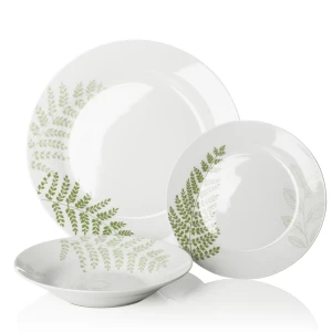 image of Sabichi 12 Piece Evergreen Porcelain Dinner Set