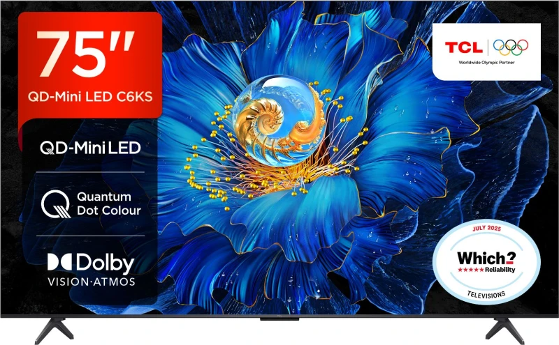 Image of TCL 75" 75C6KS-UK Smart 4K Ultra HD HDR QD-Mini LED TV