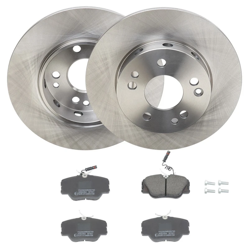Image of RIDEX 3405B2508 Brake disc and pads set Front Axle, Brake Disc Type: Solid, with integrated wear sensor Brake Set,disc brakes (3405)