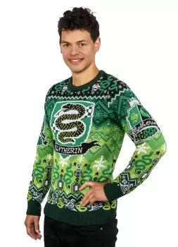 image of Slytherin House Crest Christmas Jumper - L