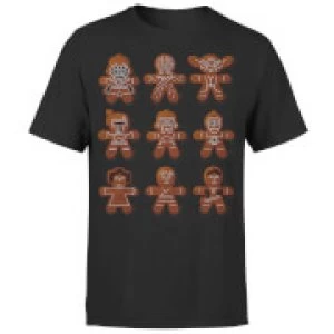 Image of Star Wars Christmas Gingerbread Characters Black T-Shirt - L - Black