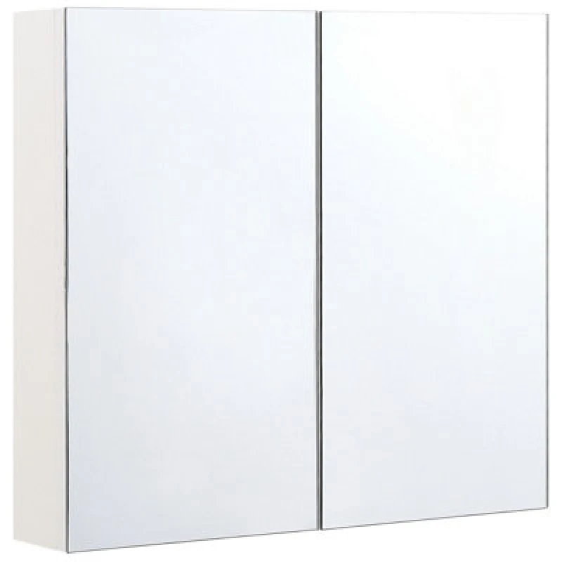 Image of Beliani Bathroom Wall Mounted Mirror Cabinet Navarra 80 Cm 70 Cm White