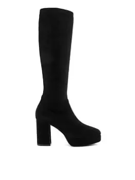 image of Dune London Sassy Knee High Boots, Black, Size 3, Women