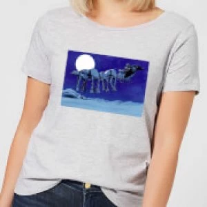 Image of Star Wars AT-AT Darth Vader Sleigh Womens Christmas T-Shirt - Grey - 3XL