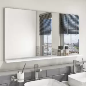 Image of Large White Bathroom Mirror with Shelf 1200 x 650mm - Boston