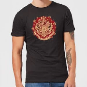 Image of Harry Potter Hogwarts Christmas Crest Mens T-Shirt - Black