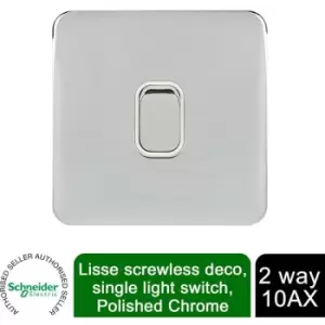 image of Lisse 2 Way Light Switch 10AX GGBL1012WPC Polished Chrome - Schneider Electric