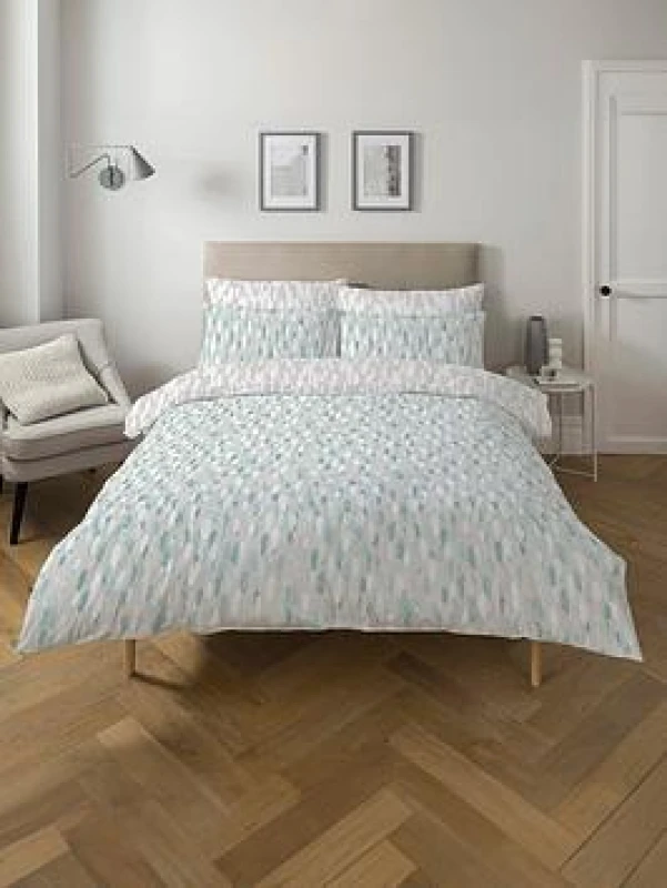 Image of Copenhagen Home 'Rayne' Reversible Polycotton Duvet Cover Set Blue