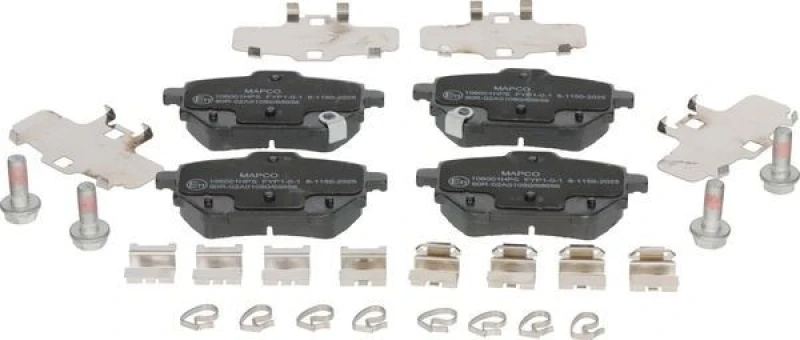 Image of MAPCO 106001HPS Brake pad set Rear Axle, with acoustic wear warning, with accessories, with anti-squeak plate Brake Pad Set,disc brake (402)