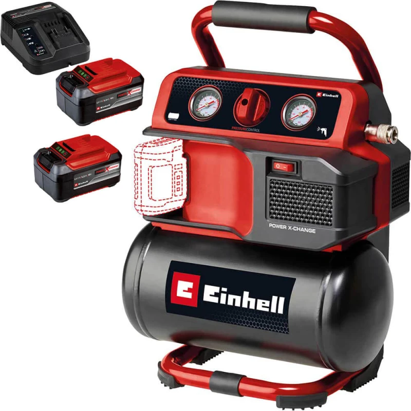 Image of Einhell TE-AC 18/75 Li OF 18v Cordless Oil Free Air Compressor 5 Litre TE-AC 18/75 Li OF Batteries: 2 x 5.2ah Li-ion