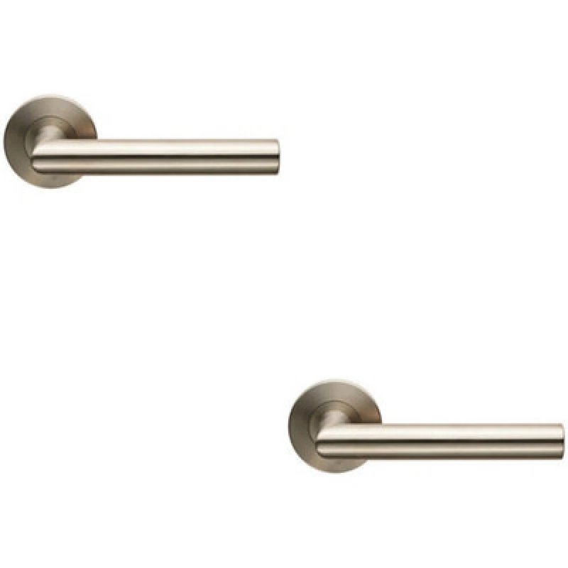 Image of Loops 2x PAIR Straight Mitred Bar Handle on Slim Round Rose Concealed Fix Satin Steel Metallics