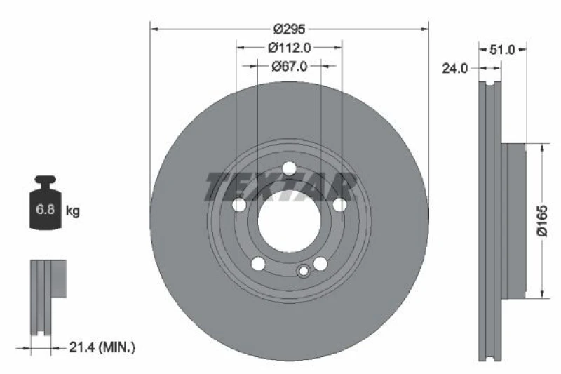 Image of Brake disc TEXTAR 92323505