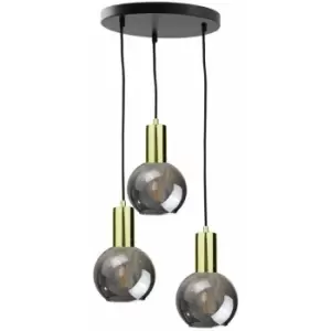 image of Keter Supra Cluster Pendant Ceiling Light Black, Gold, 30cm, 3x E27